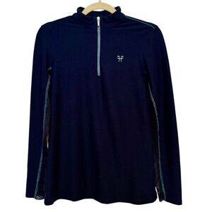 Horse Pilot Suntech Navy Quarter Zip Long Sleeve Top Mesh Medium Equestrian‎